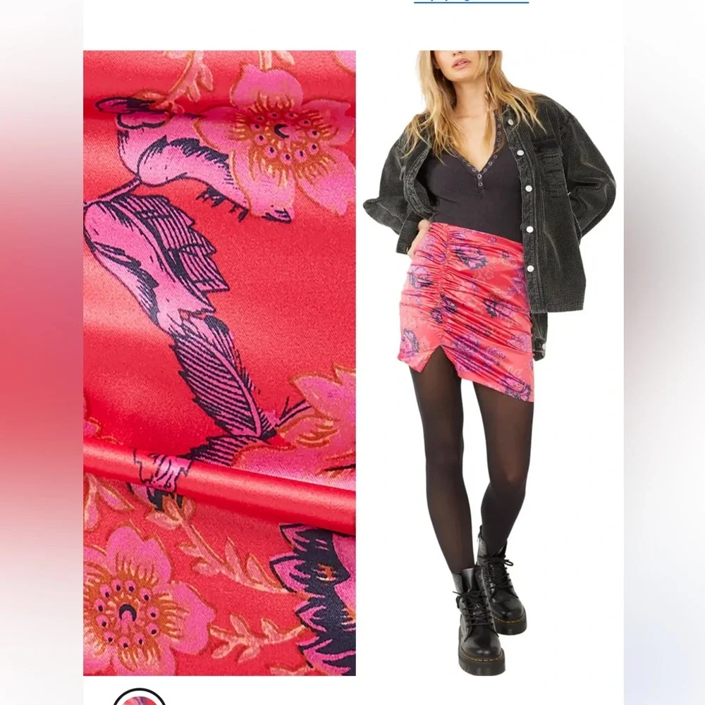 NWT Free People Pink with flowers mini skirt size 0 - Picture 2 of 10